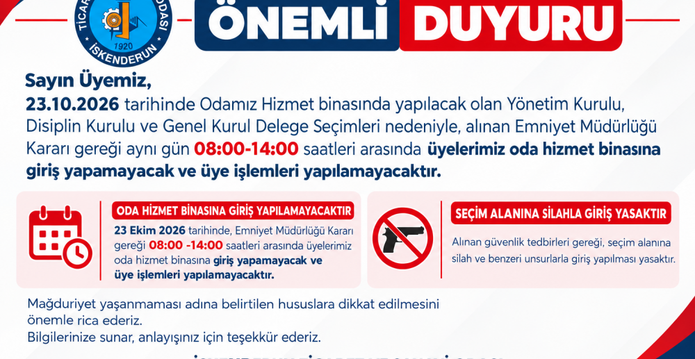 İTSO'DA  YÖNETİM KURULU SEÇİMLERİ YAPILACAK